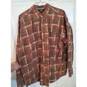 Lee Authentic Clothing Dress Shirt Men's Large Button Up w/pockets red, brown